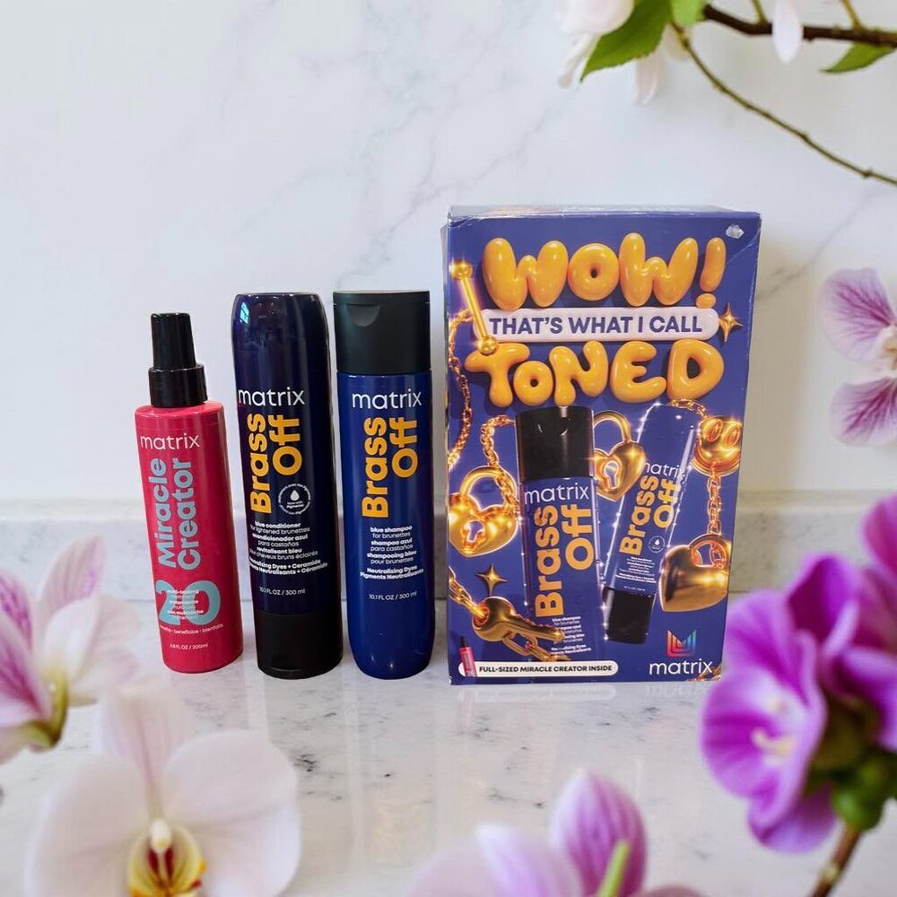 Matrix Brass Off Brunettes Shampoo &Conditioner 10.1 oz Miracle Creator 6.8 oz